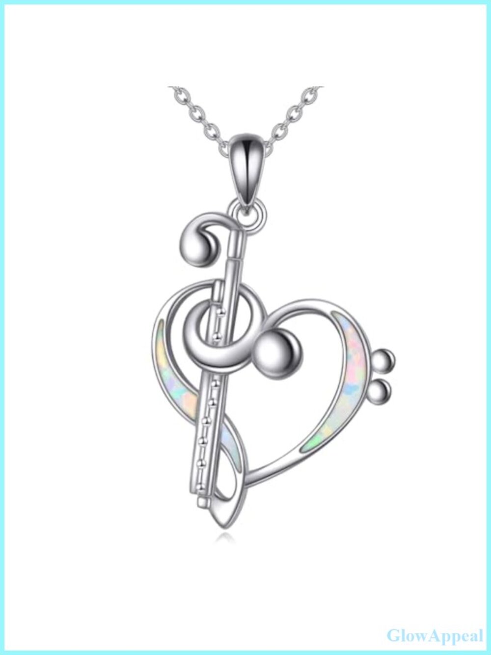 Sterling Silver Music Pendant Necklace 18" Cable Chain Gift for Women